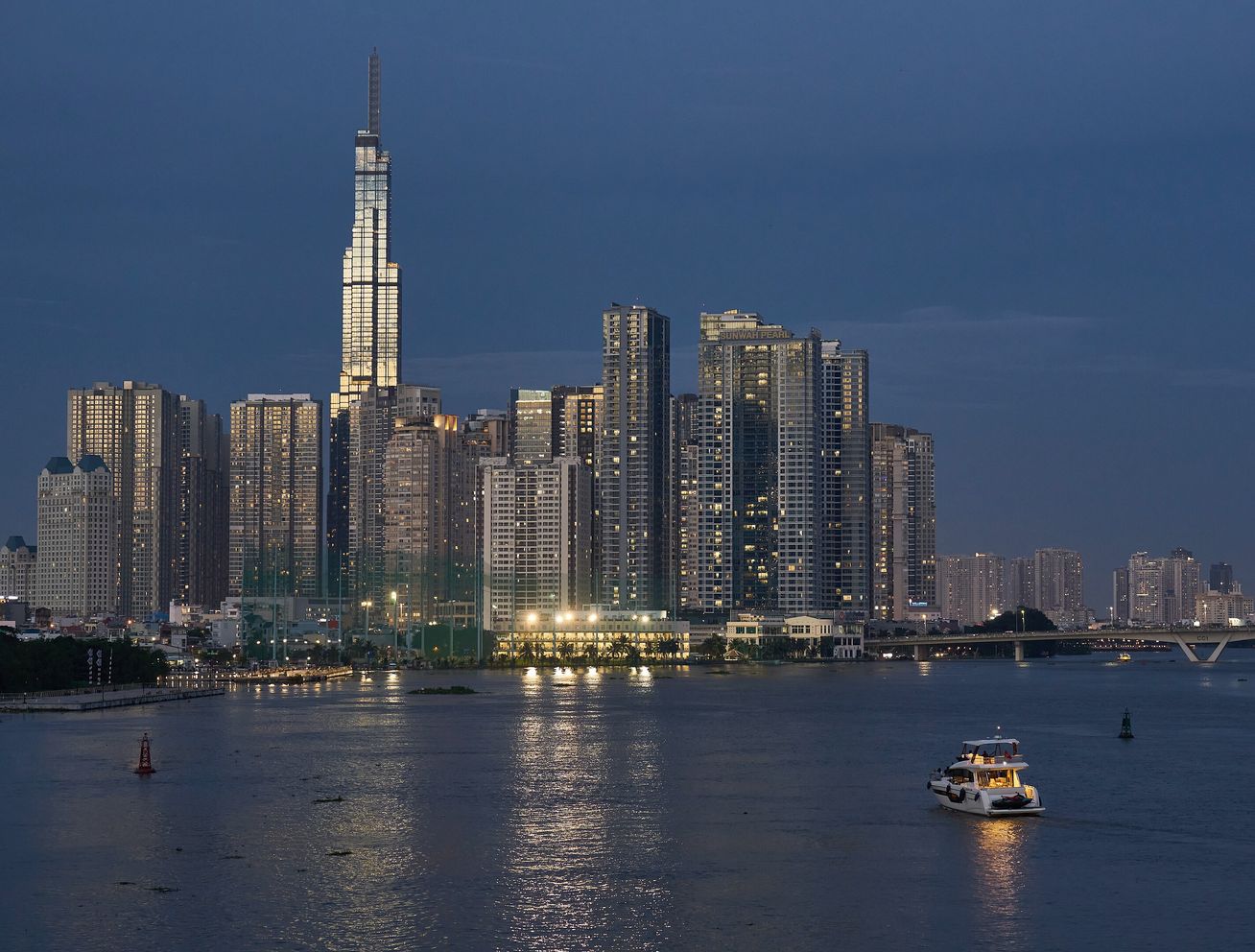 Ho Chi Minh City skyline at blue hour
