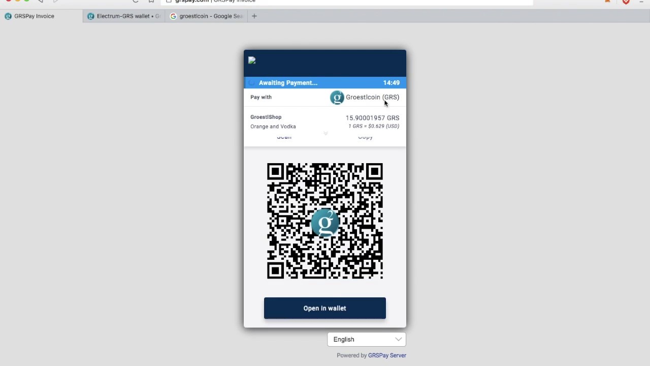 GRSPay · Payment demonstration · Groestlcoin · public media archive
