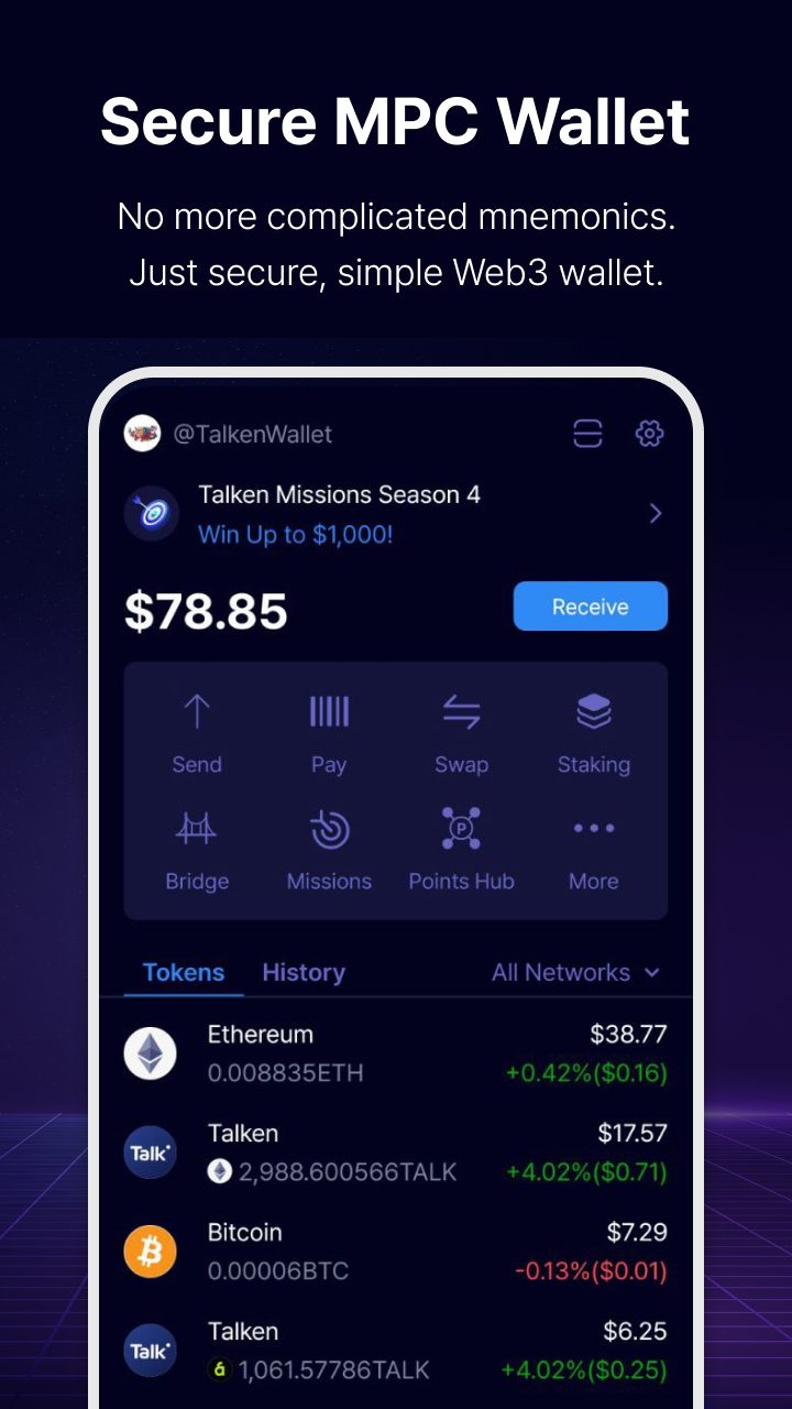 Talken Wallet · Official app screen · Talken / Colligence · public media archive