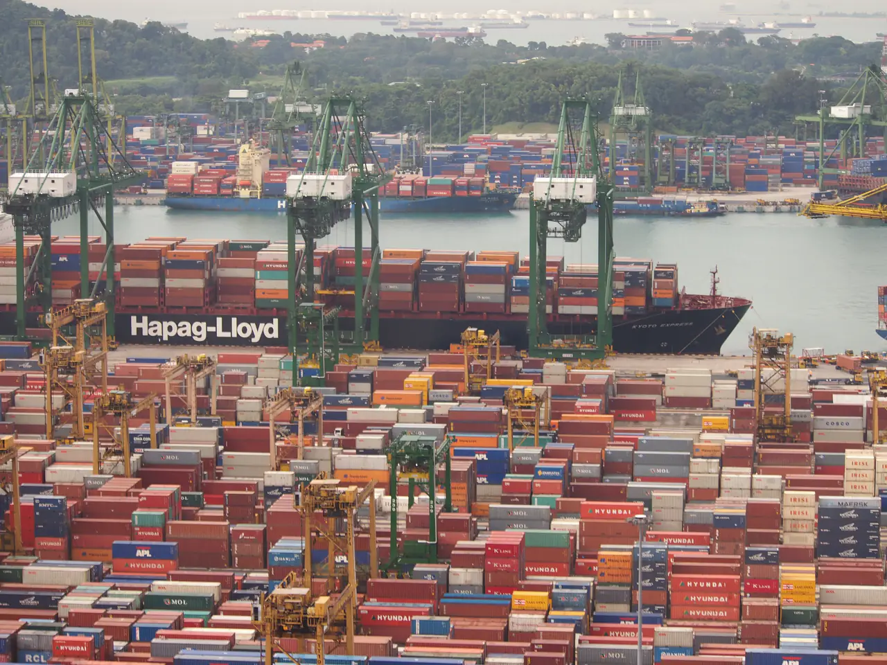 Thousands of ship containers on the dock, waiting to be shipped
