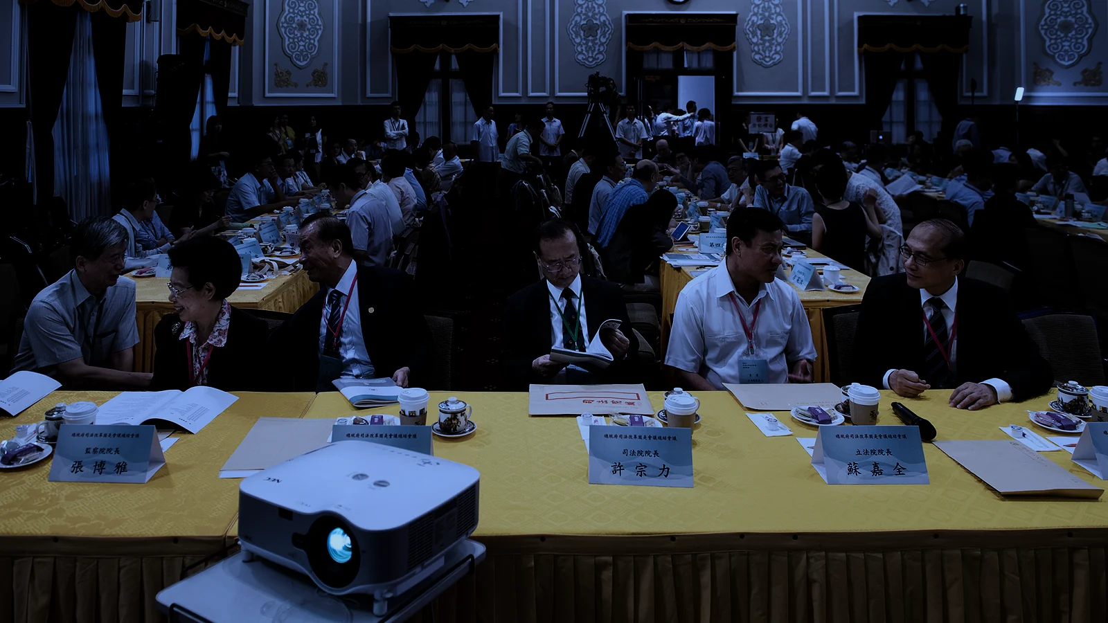 Taiwan — a long conference table before a policy session
