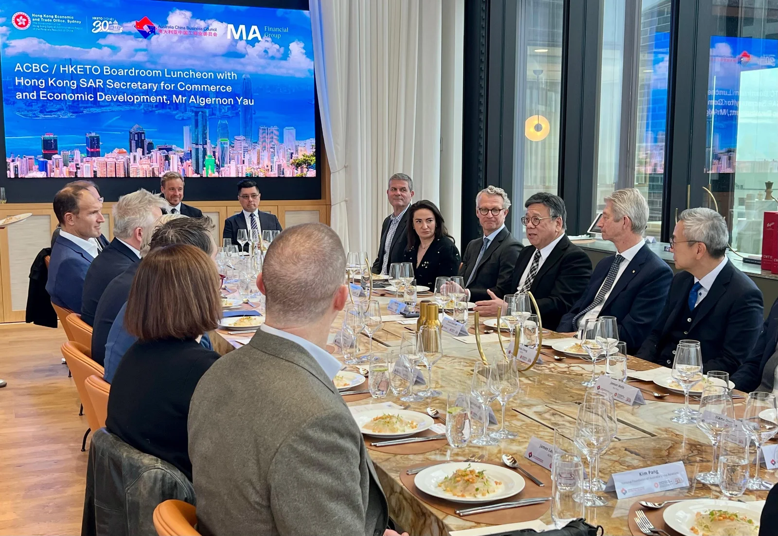 Hong Kong officials and Australia China Business Council members at a business roundtable luncheon in Sydney, 14 August 2025 — editorial context