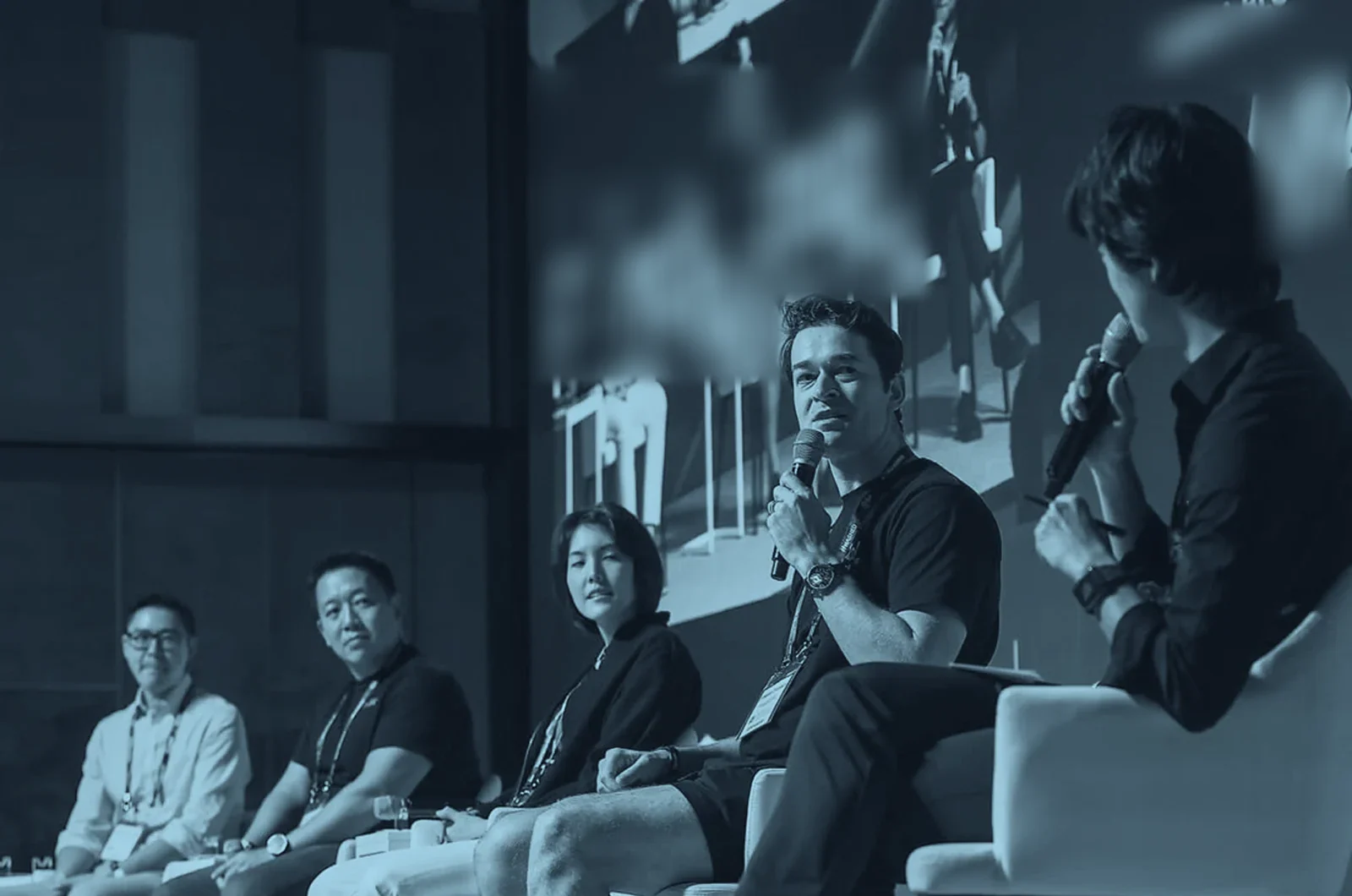 Panel discussion on stage at Korea Blockchain Week, Seoul · editorial context